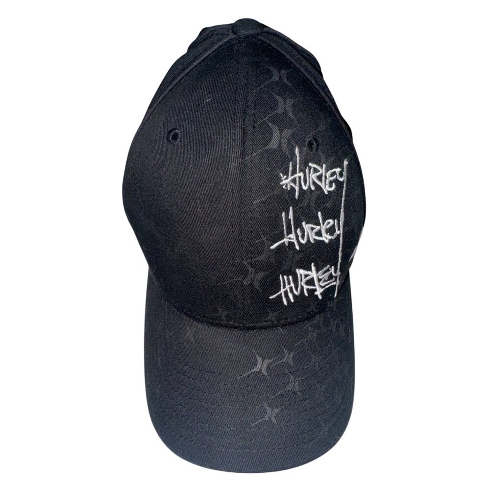 Hurley Mens Ball Cap One-Size Black FlexFit Logo Embroidered Artsy Streetwear